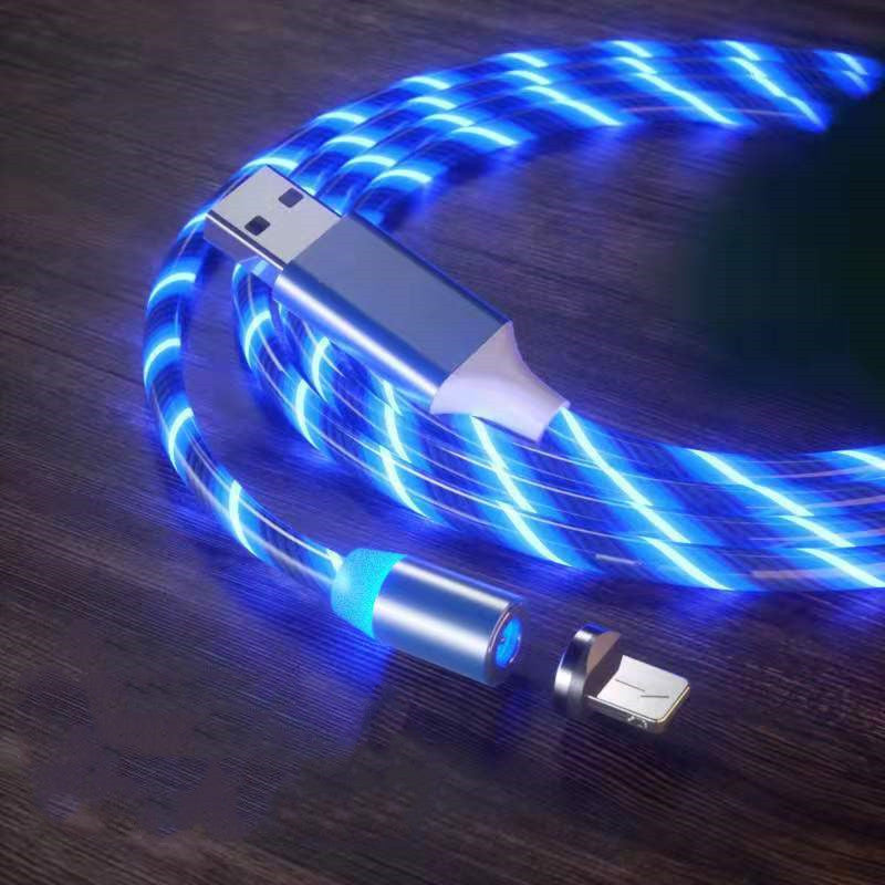 Câble Charge Magnétique LED 3-en-1 - USB-C Micro USB Lightning Rapide - SADJÉ