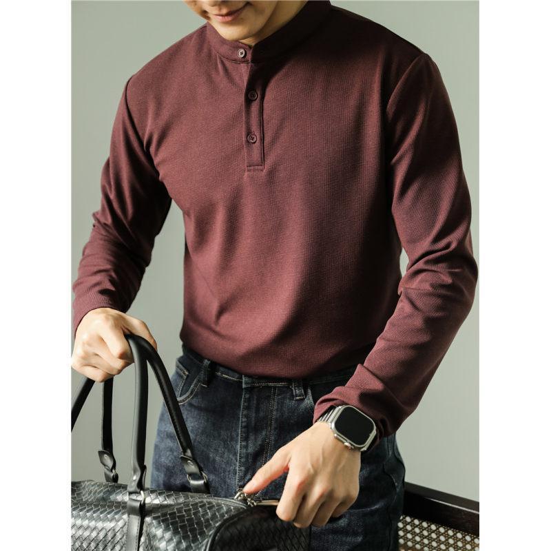 Polo Homme Manches Longues Uni - T-shirt Fitness Couleur Unie - SADJÉ