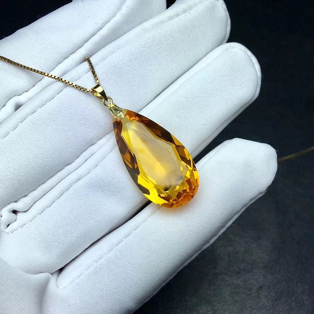 Pendentif Or 18K Citrine - Forme Goutte d'Eau - SADJÉ