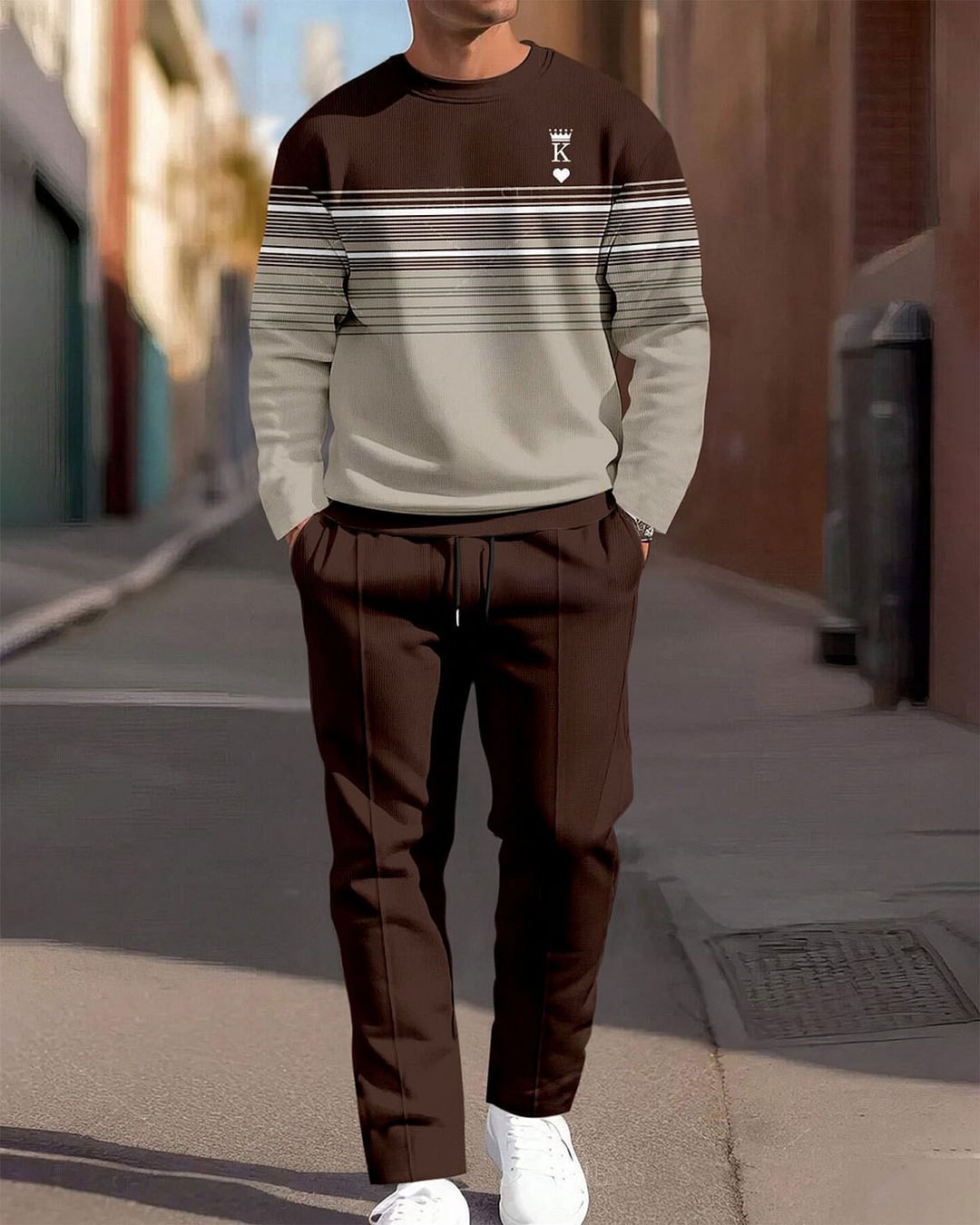 Ensemble Jogging Homme 2 Pièces - Sweat Col Rond et Pantalon Imprimé - SADJÉ