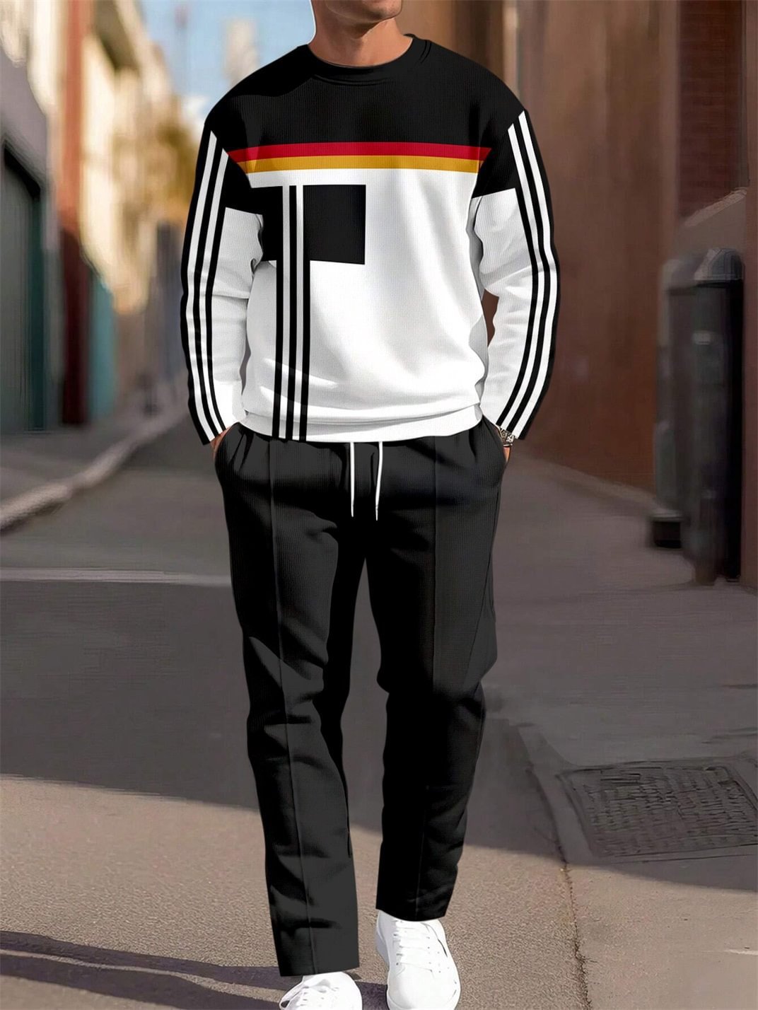 Ensemble Jogging Homme 2 Pièces - Sweat Col Rond et Pantalon Imprimé - SADJÉ