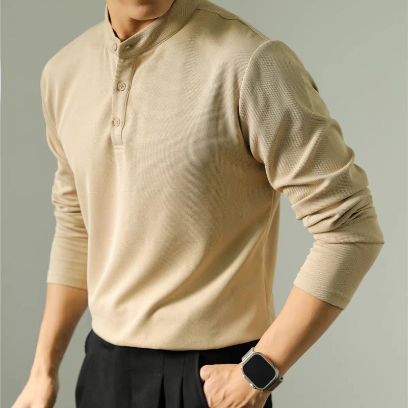 Polo Homme Manches Longues Uni - T-shirt Fitness Couleur Unie - SADJÉ