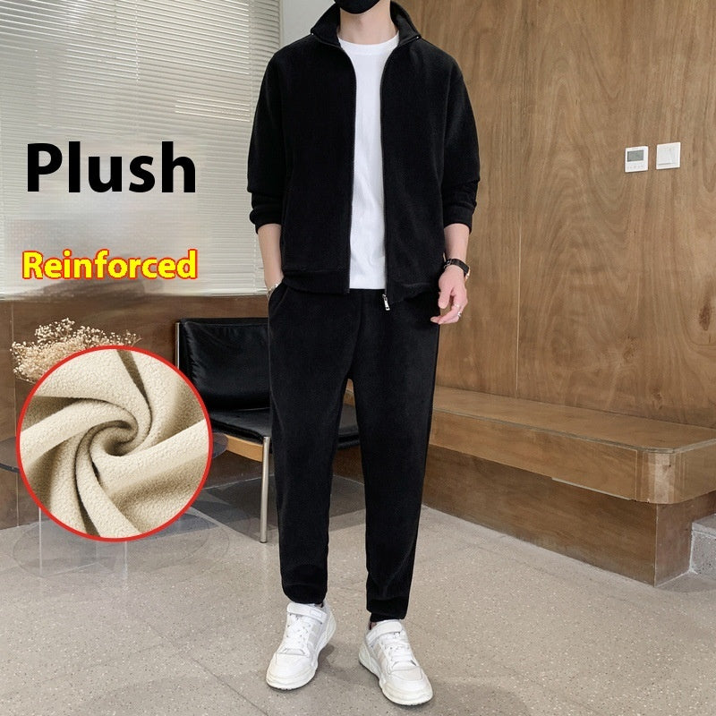 Ensemble Homme Sport Cardigan Chaud - Survêtement Décontracté avec Sac - SADJÉ
