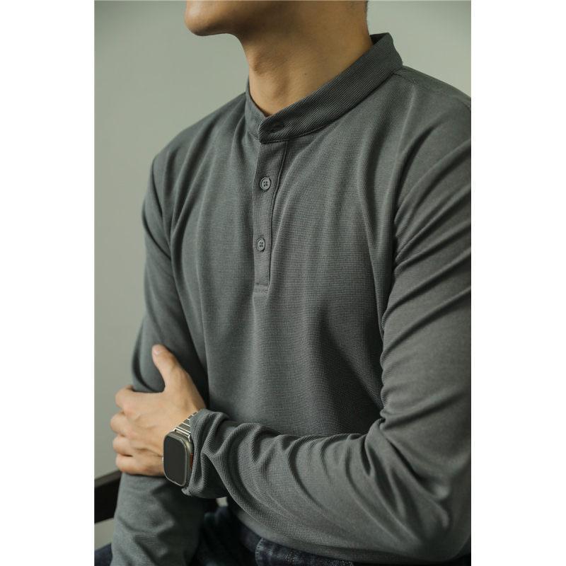 Polo Homme Manches Longues Uni - T-shirt Fitness Couleur Unie - SADJÉ