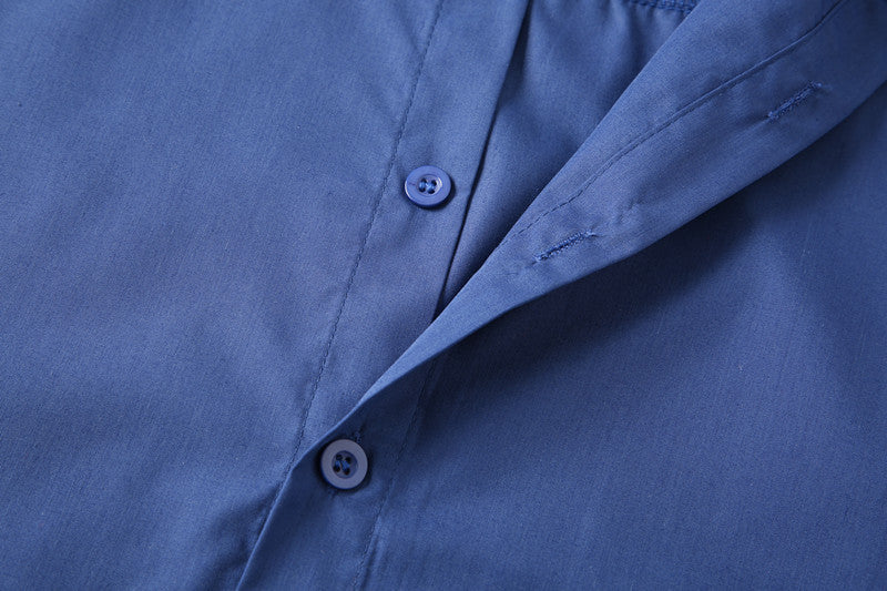 Chemise Homme Col Montant Bleu - Style Décontracté Business Casual Adolescent - SADJÉ
