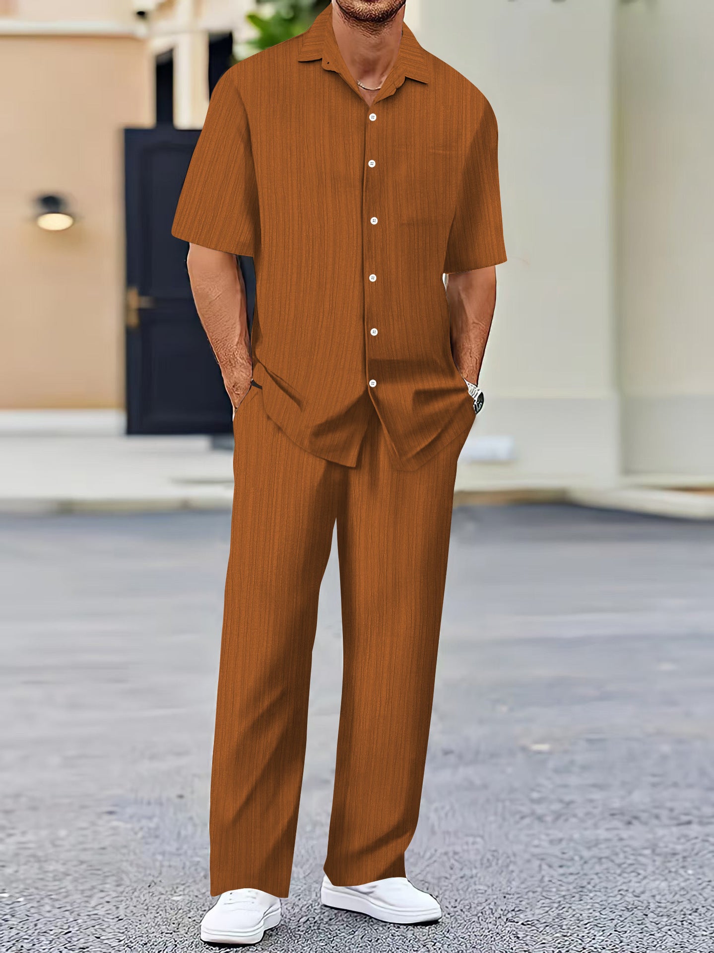 Ensemble Homme Manches Courtes Uni - Costume Décontracté Mode - SADJÉ