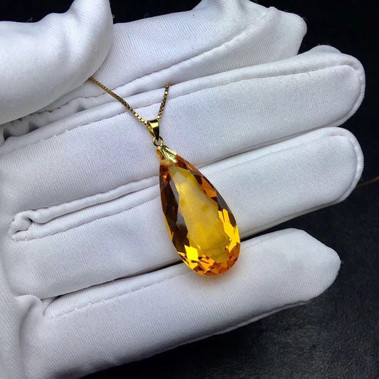 Pendentif Or 18K Citrine - Forme Goutte d'Eau - SADJÉ