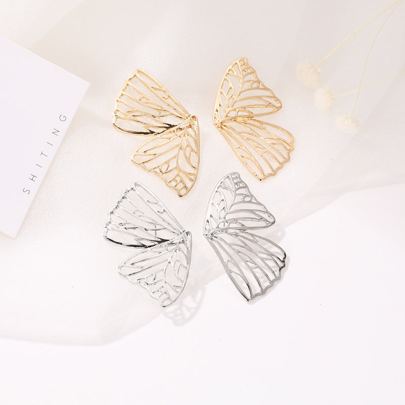 Boucles d'Oreilles Papillon Sculpté – Design Creux Or et Argent - SADJÉ