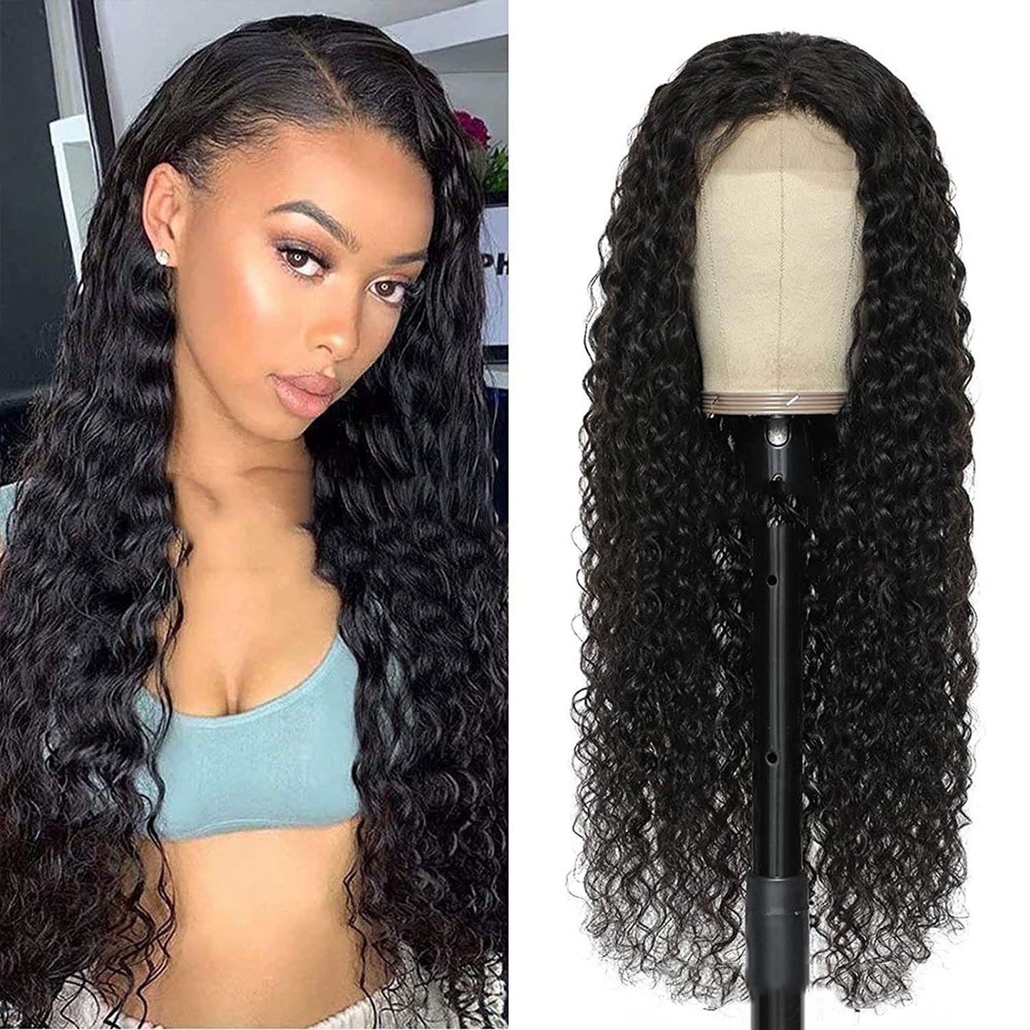 Perruque Longue Bouclée Lace Front - Fibre Haute Température 150% Densité - SADJÉ