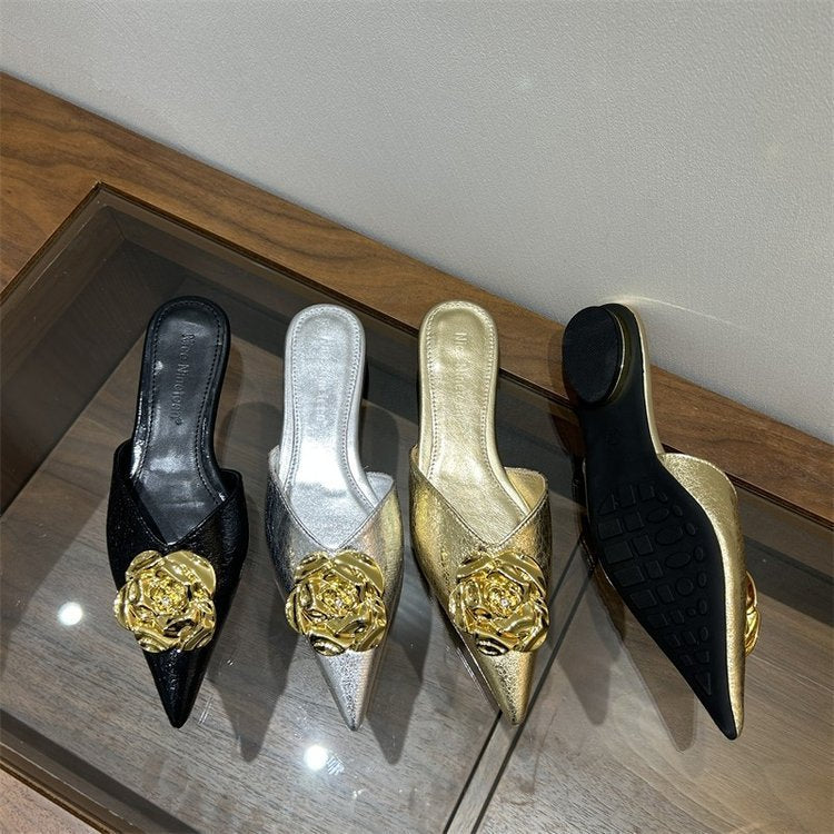 Chaussures à Talons Hauts Femme 2025 - Escarpins Pointus Métalliques Style Européen - SADJÉ