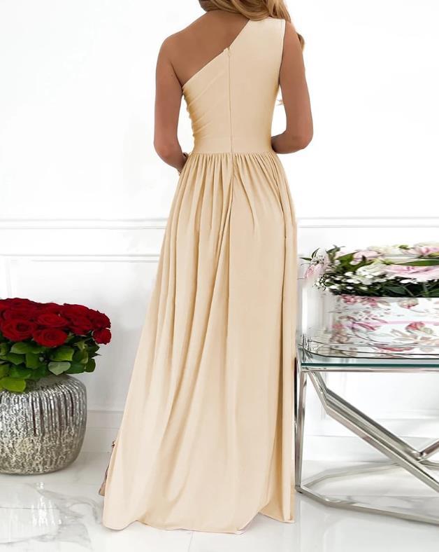 Robe Cocktail Femme Longue Épaule Dénudée - Élégante Sexy Fendue - SADJÉ