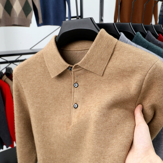 Polo Homme Col Retourné Manches Longues - Pull Tricot Fashion - SADJÉ
