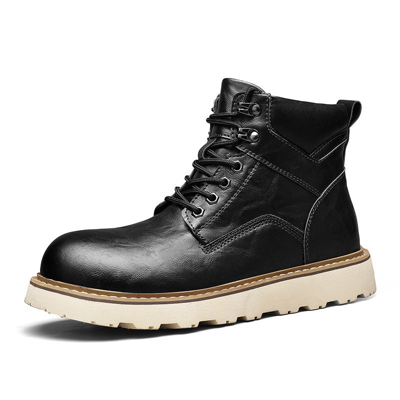 Boots Homme Montantes Plateforme - Chaussures Moto Sport Worker Style - SADJÉ