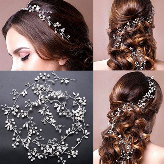 Accessoires Cheveux Mariage Perles Cristal - Bandeau Long Mariée - SADJÉ