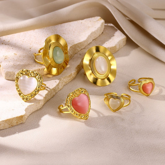 Bague Cœur Acier Inoxydable Rétro - Pendentif Suspendu Personnalité Polyvalente - SADJÉ