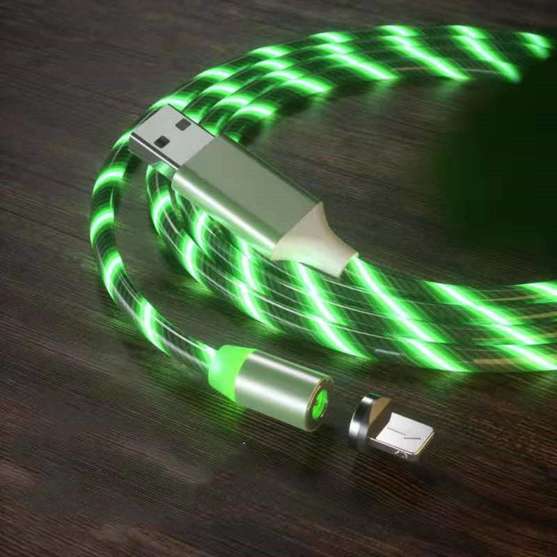 Câble Charge Magnétique LED 3-en-1 - USB-C Micro USB Lightning Rapide - SADJÉ