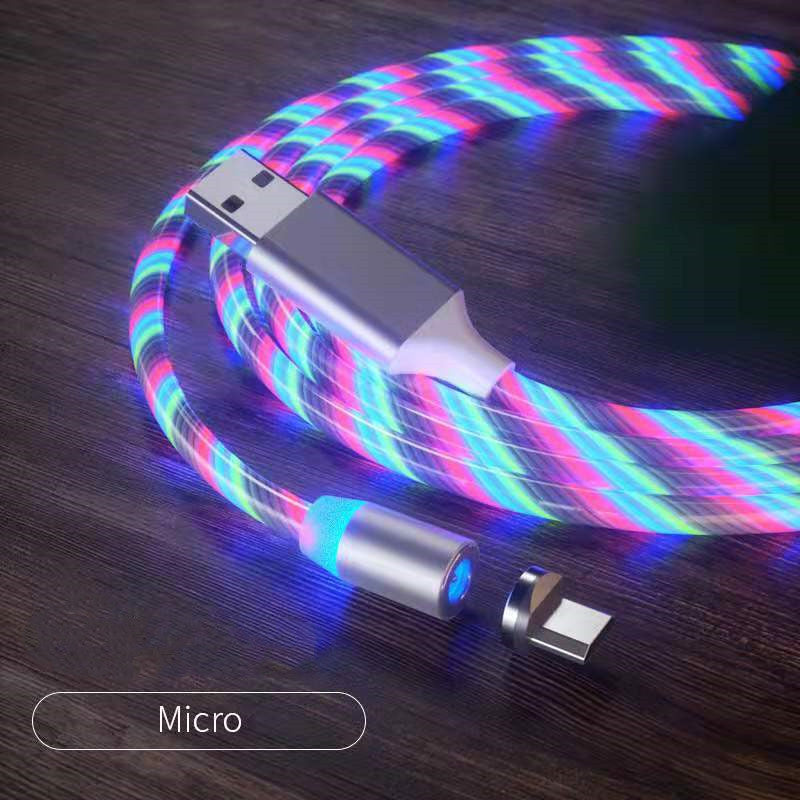 Câble Charge Magnétique LED 3-en-1 - USB-C Micro USB Lightning Rapide - SADJÉ