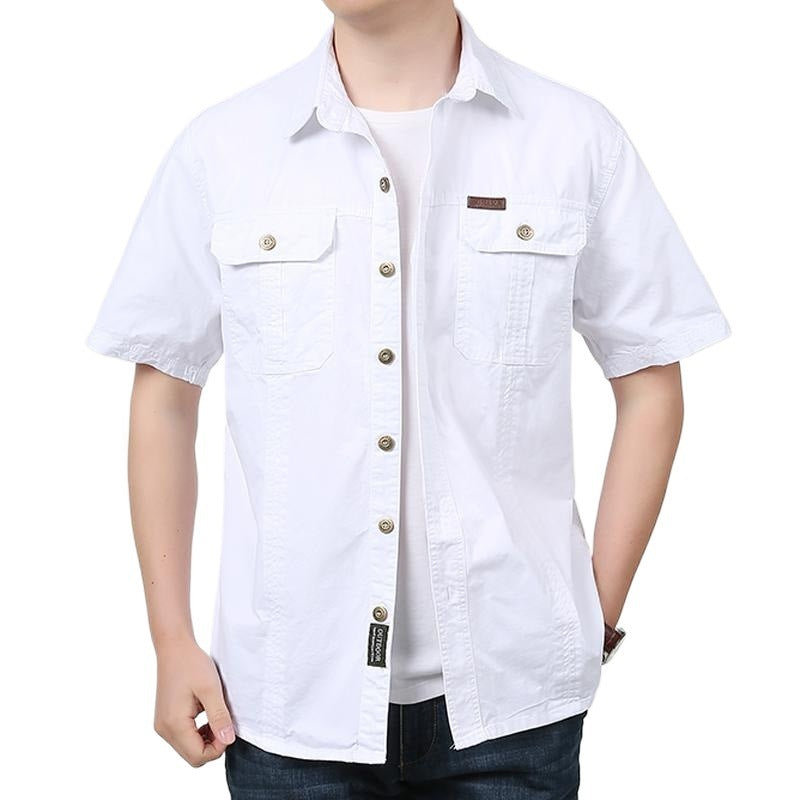 Chemise Homme Unie Manches Courtes - Coupe Ample Décontractée - SADJÉ