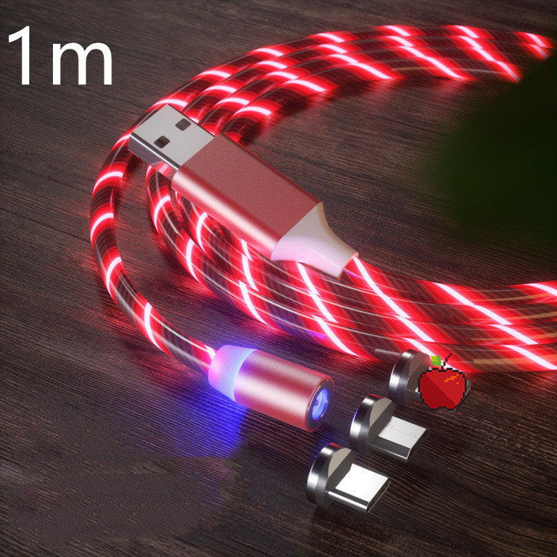 Câble Charge Magnétique LED 3-en-1 - USB-C Micro USB Lightning Rapide - SADJÉ