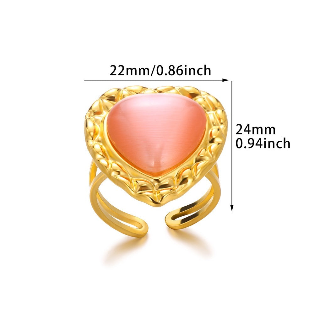 Bague Cœur Acier Inoxydable Rétro - Pendentif Suspendu Personnalité Polyvalente - SADJÉ