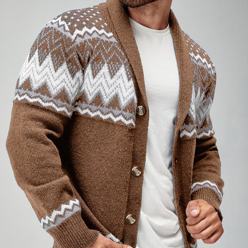 Cardigan Tricoté Uni Manches Longues - Style Européen Jacquard - SADJÉ