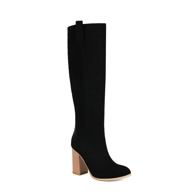 Bottes Hautes Femme en Daim - Talons Épais Plateforme - SADJÉ