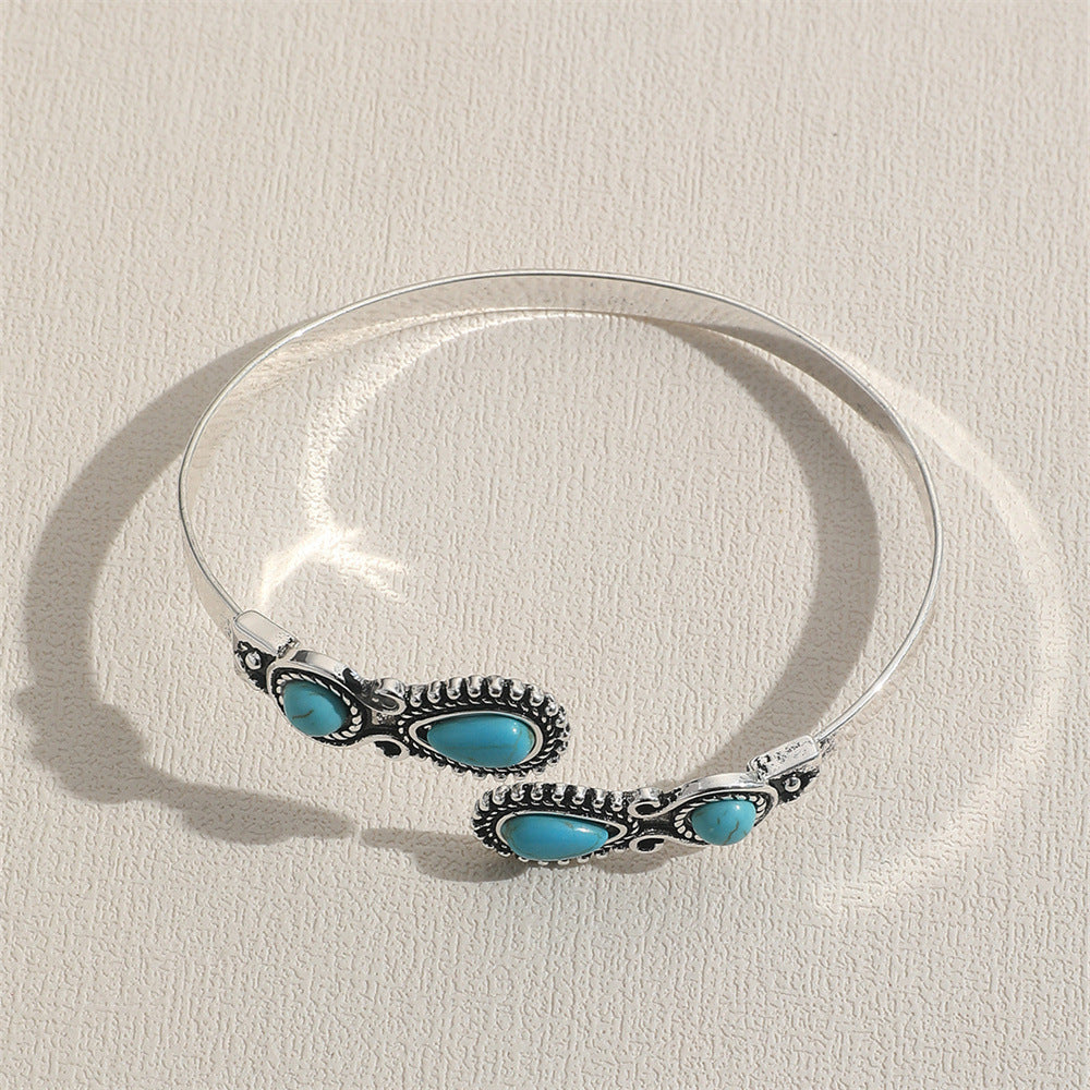 Bracelet Ouvert Alliage Turquoise Femme Ajustable - SADJÉ