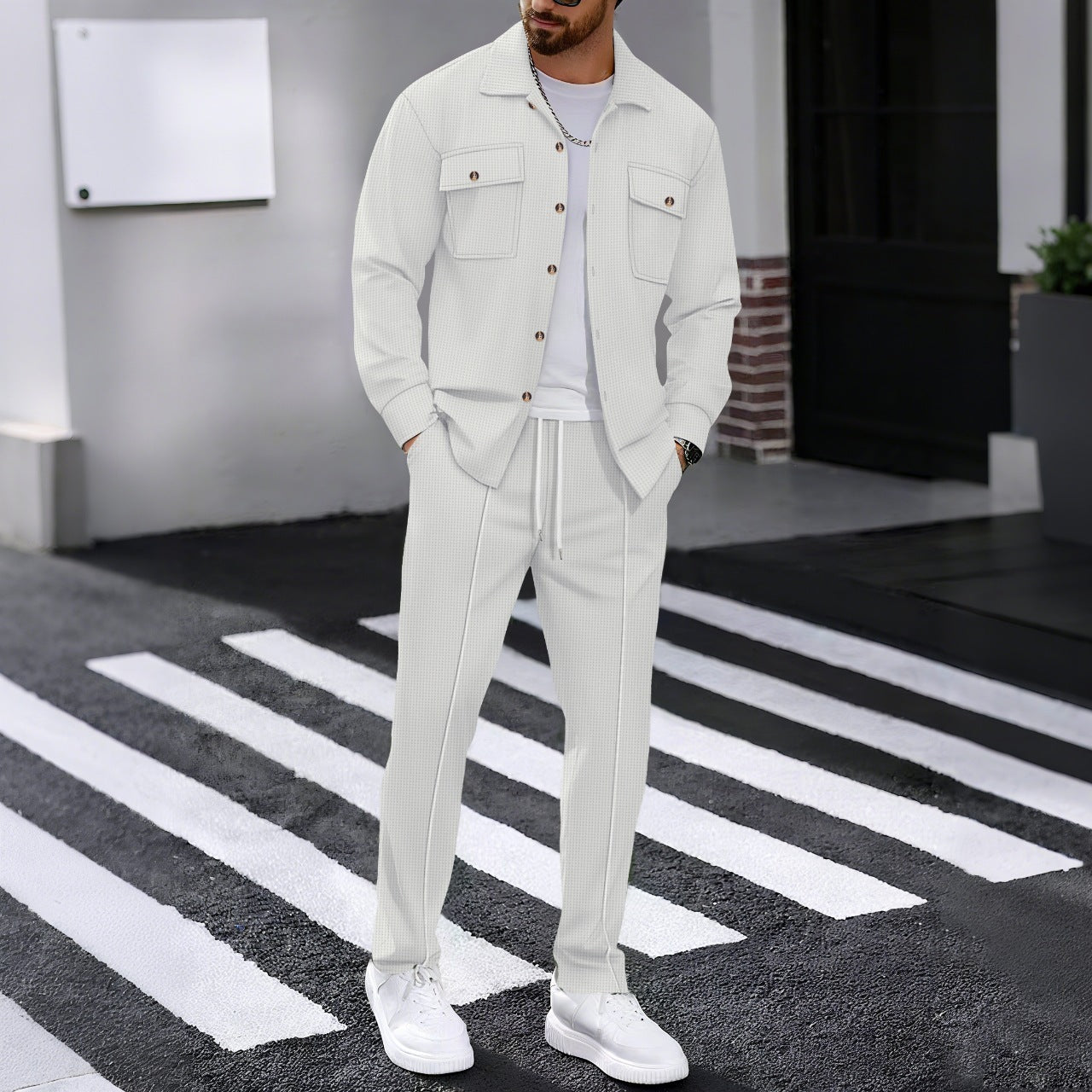 Ensemble Homme Casual Gaufré - Chemise et Pantalon - SADJÉ