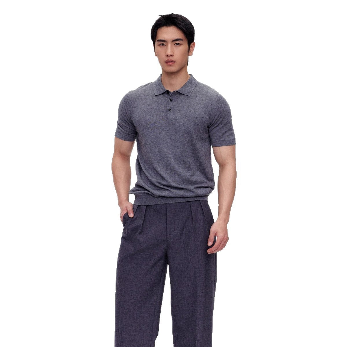 Polo Homme Manches Courtes Tricot Col Polo - T-Shirt Casual Été - SADJÉ