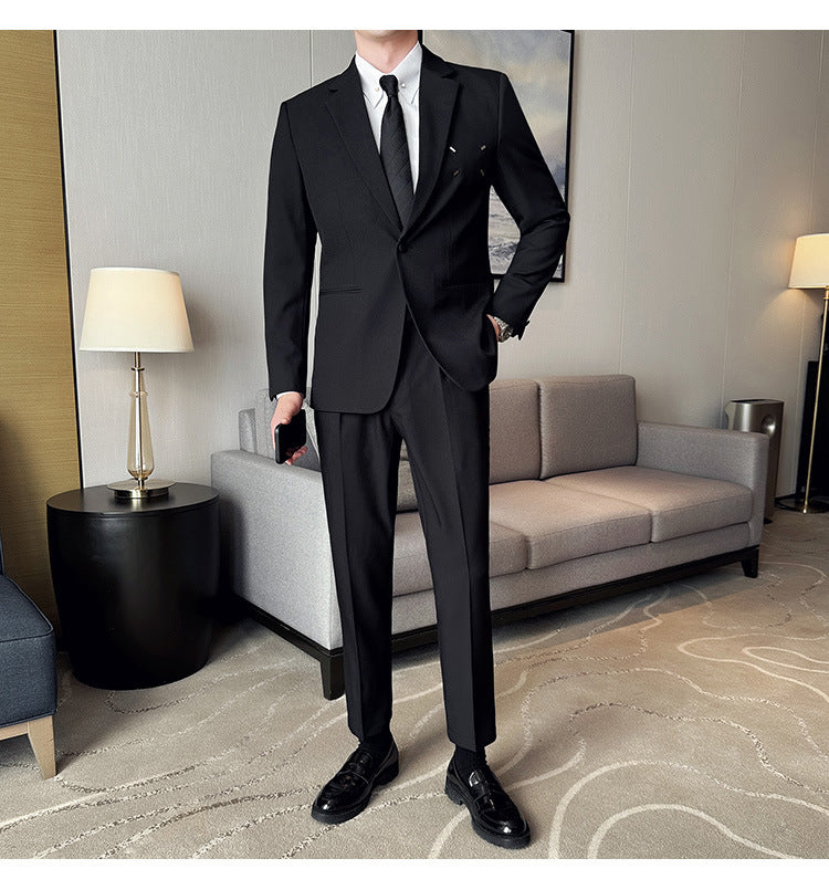 Costume Homme 2 Pièces Slim Fit - Veste Casual Un Bouton - SADJÉ