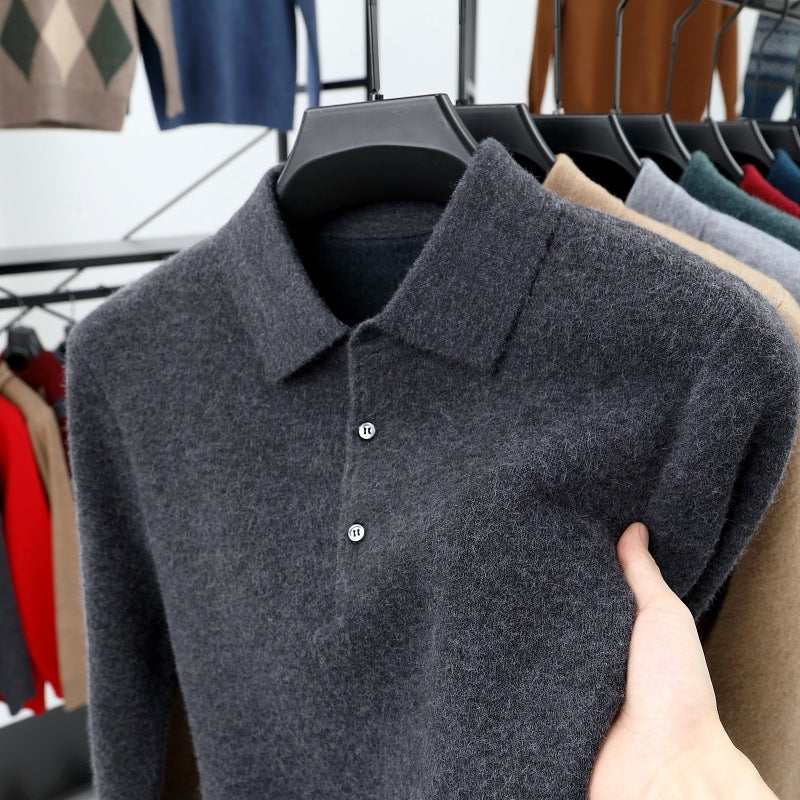 Polo Homme Col Retourné Manches Longues - Pull Tricot Fashion - SADJÉ