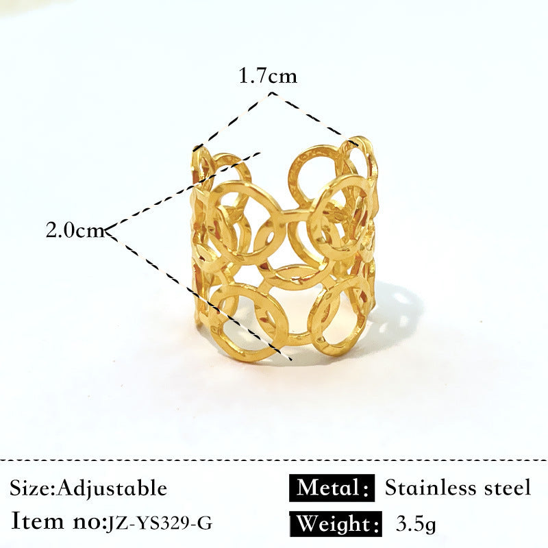Bague Acier Inoxydable Plaqué Or 18K - Anneau Simple Brillant Élégant Femme - SADJÉ
