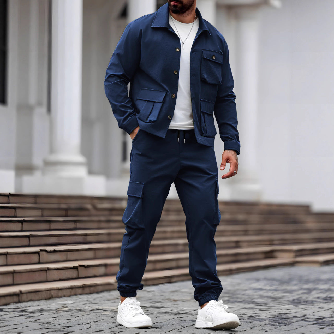 Ensemble Homme Cargo Vintage - Veste Multi-Poches et Short - SADJÉ