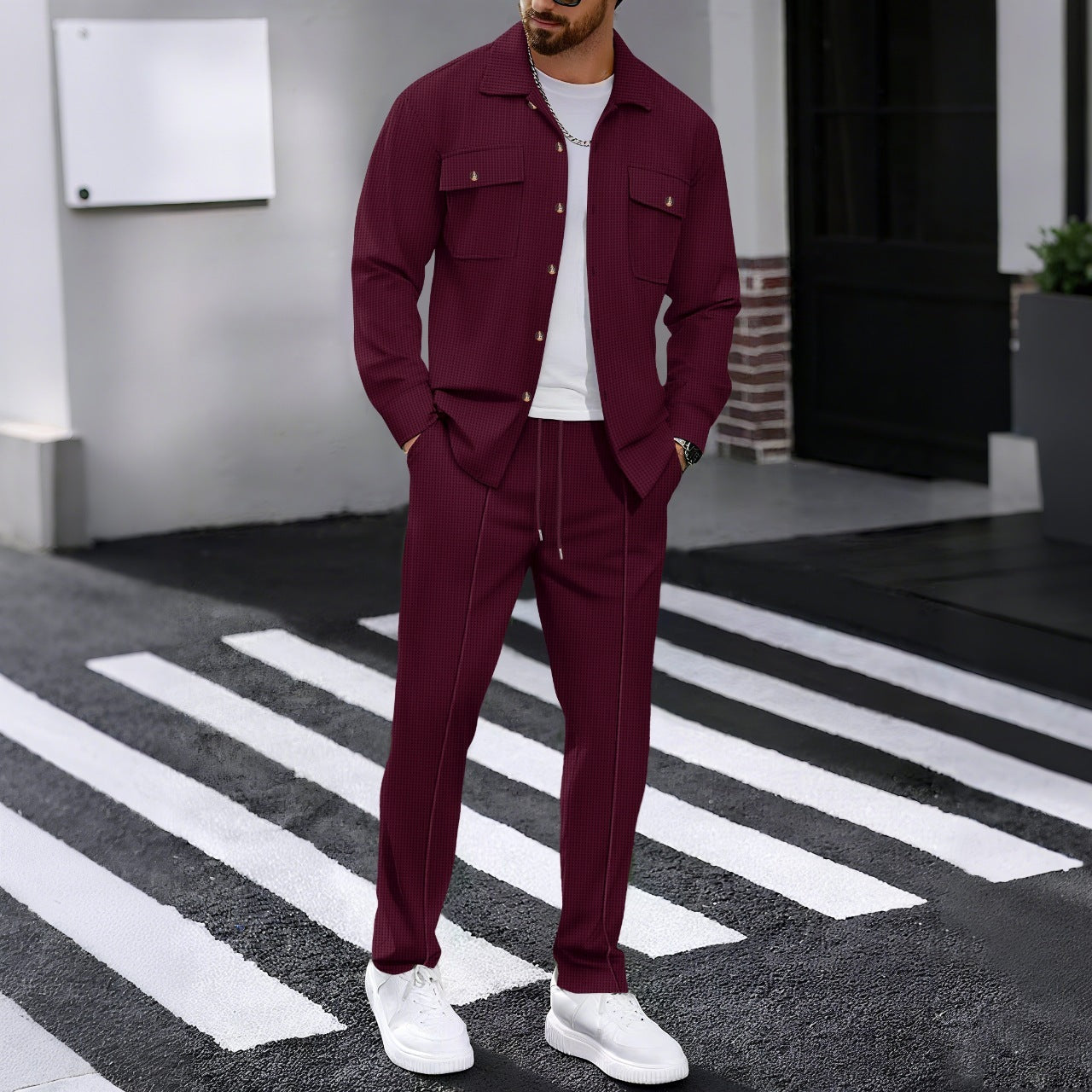 Ensemble Homme Casual Gaufré - Chemise et Pantalon - SADJÉ