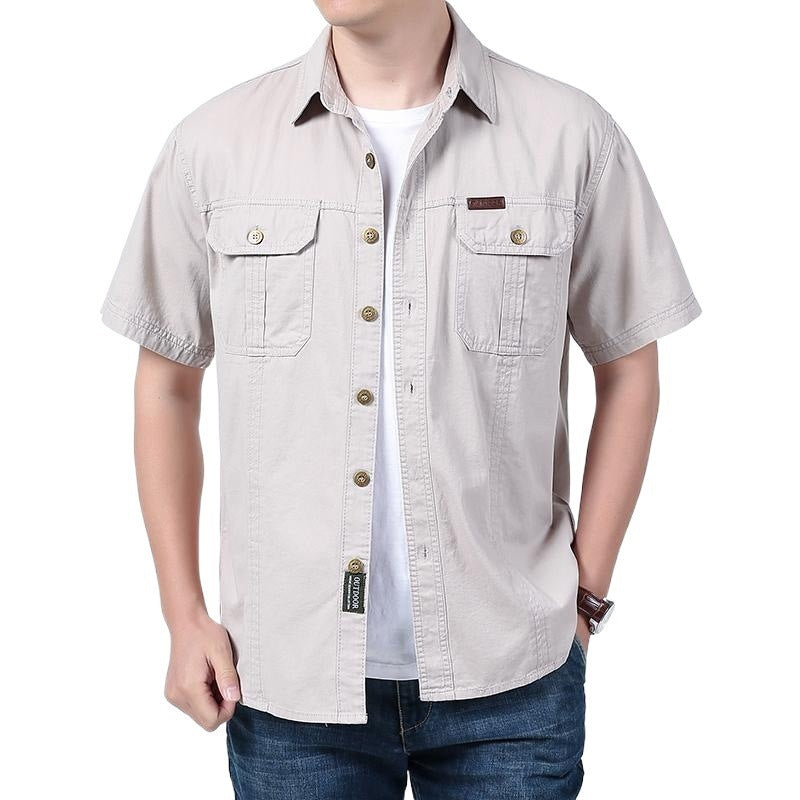 Chemise Homme Unie Manches Courtes - Coupe Ample Décontractée - SADJÉ