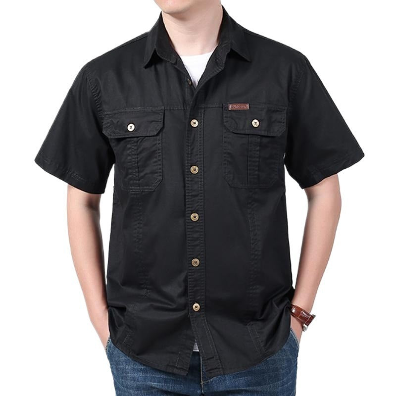 Chemise Homme Unie Manches Courtes - Coupe Ample Décontractée - SADJÉ
