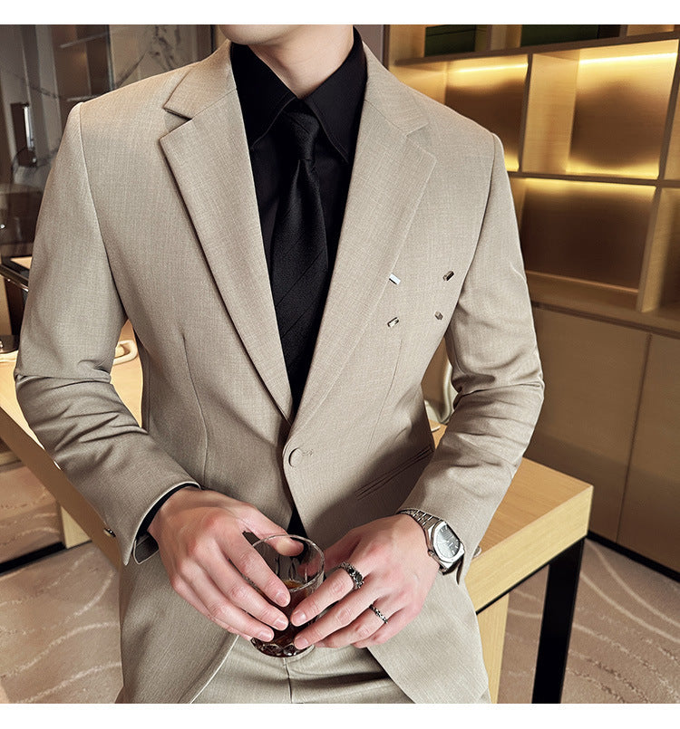 Costume Homme 2 Pièces Slim Fit - Veste Casual Un Bouton - SADJÉ