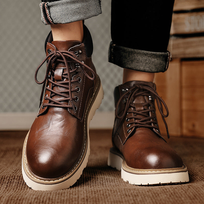 Boots Homme Montantes Plateforme - Chaussures Moto Sport Worker Style - SADJÉ