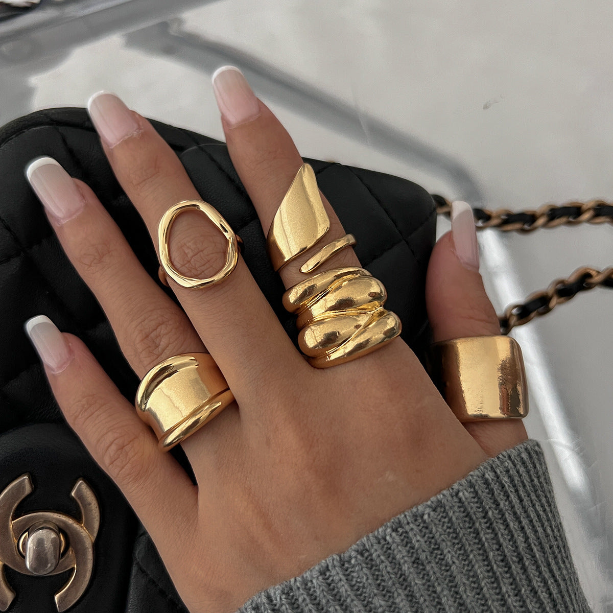 Bague Ouverte Géométrique Irrégulière - Style Moderne - SADJÉ