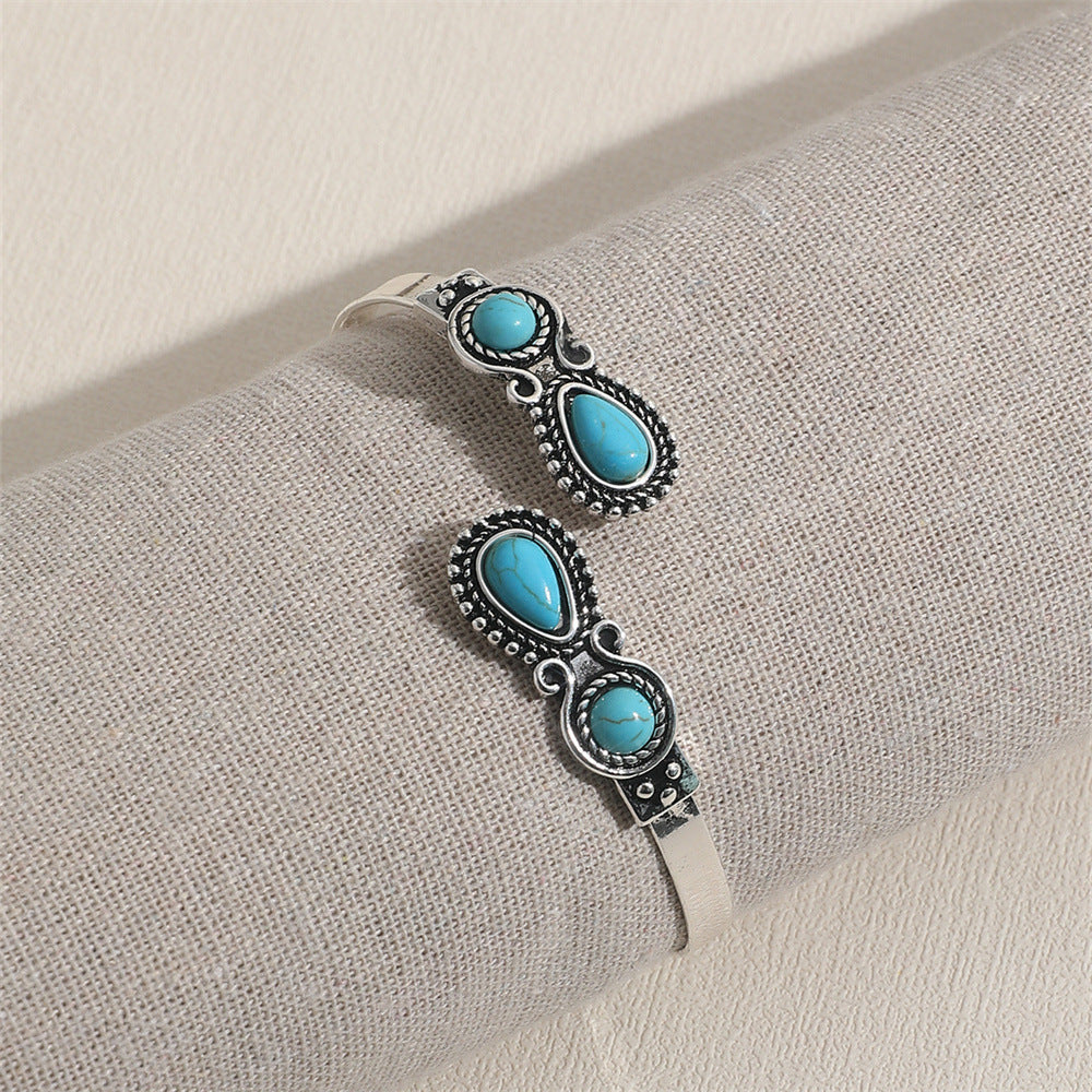 Bracelet Ouvert Alliage Turquoise Femme Ajustable - SADJÉ
