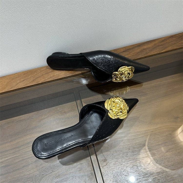 Chaussures à Talons Hauts Femme 2025 - Escarpins Pointus Métalliques Style Européen - SADJÉ