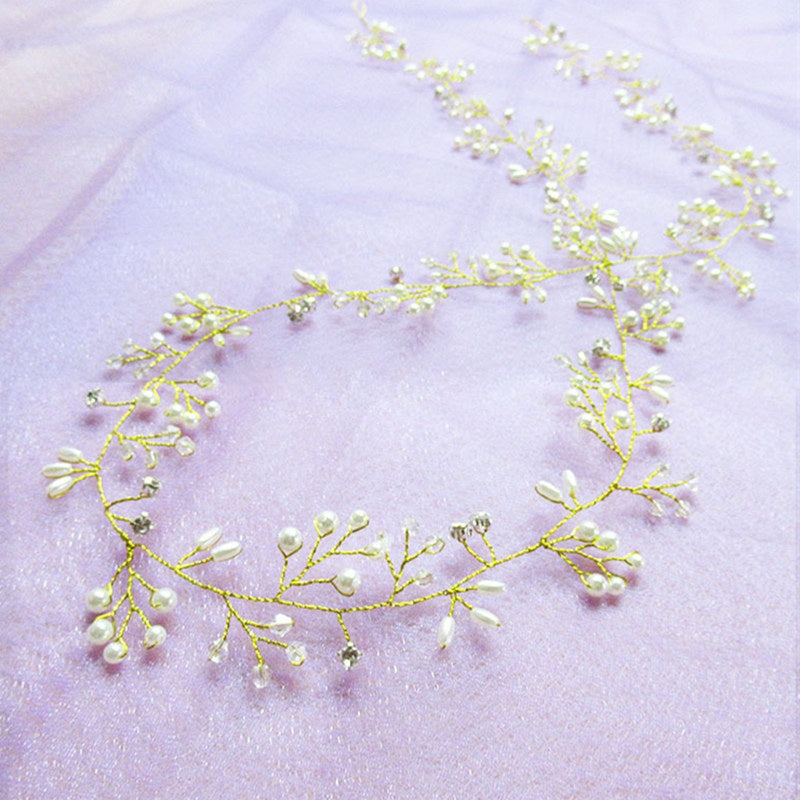 Accessoires Cheveux Mariage Perles Cristal - Bandeau Long Mariée - SADJÉ