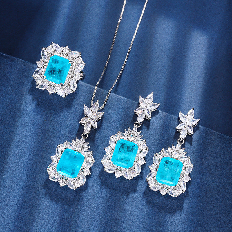 Parure Bijoux Cuivre Plaqué 24g - Motifs Géométriques Carrés - SADJÉ