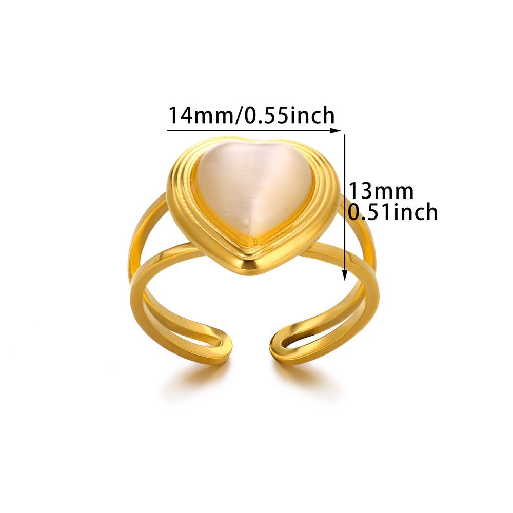 Bague Cœur Acier Inoxydable Rétro - Pendentif Suspendu Personnalité Polyvalente - SADJÉ