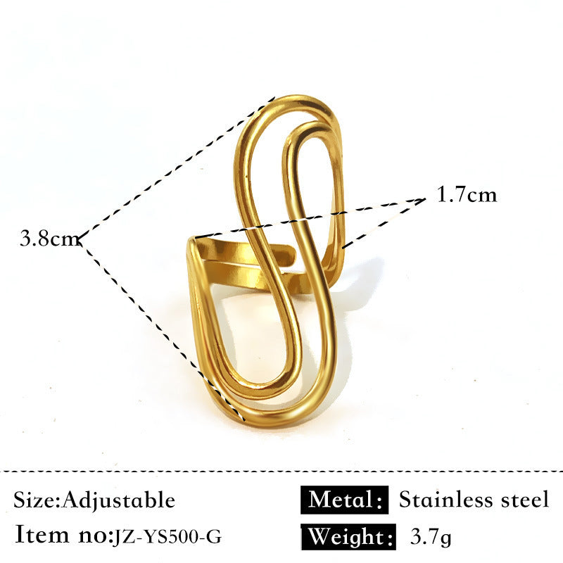 Bague Acier Inoxydable Plaqué Or 18K - Anneau Simple Brillant Élégant Femme - SADJÉ