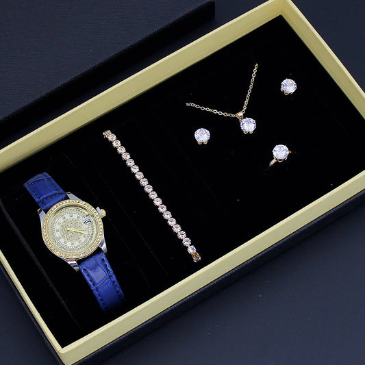 Coffret Bijoux Femme 5 Pièces – Montre Bracelet Collier Boucles Bague - SADJÉ