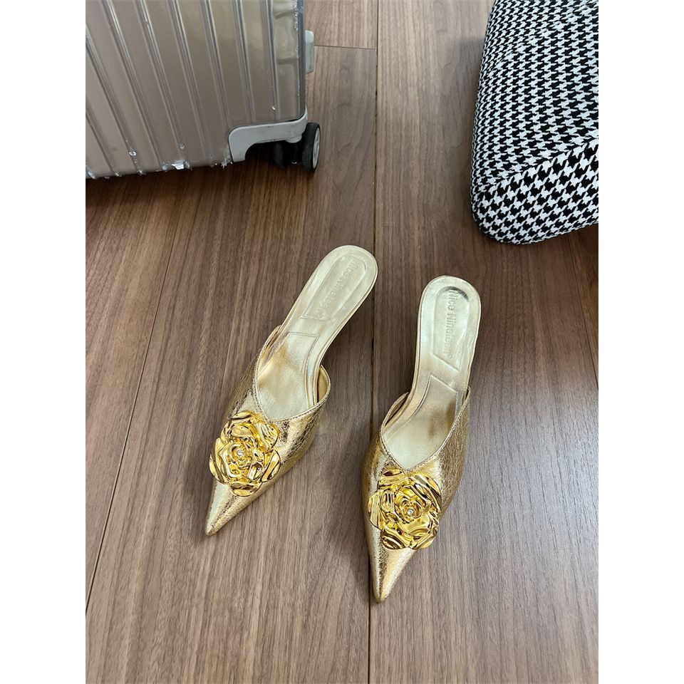 Chaussures à Talons Hauts Femme 2025 - Escarpins Pointus Métalliques Style Européen - SADJÉ