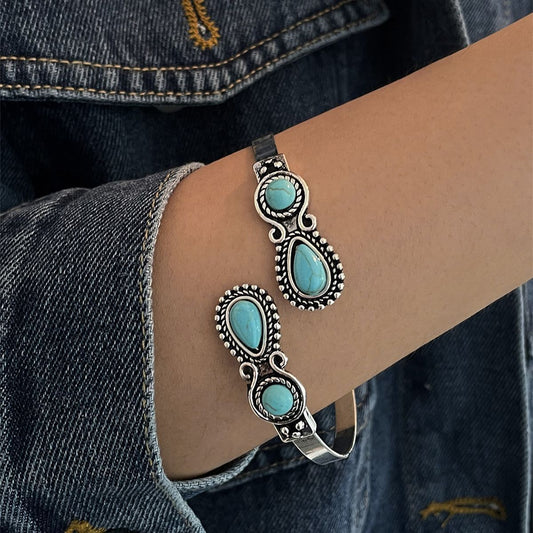 Bracelet Ouvert Alliage Turquoise Femme Ajustable - SADJÉ