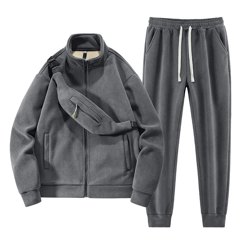 Ensemble Homme Sport Cardigan Chaud - Survêtement Décontracté avec Sac - SADJÉ