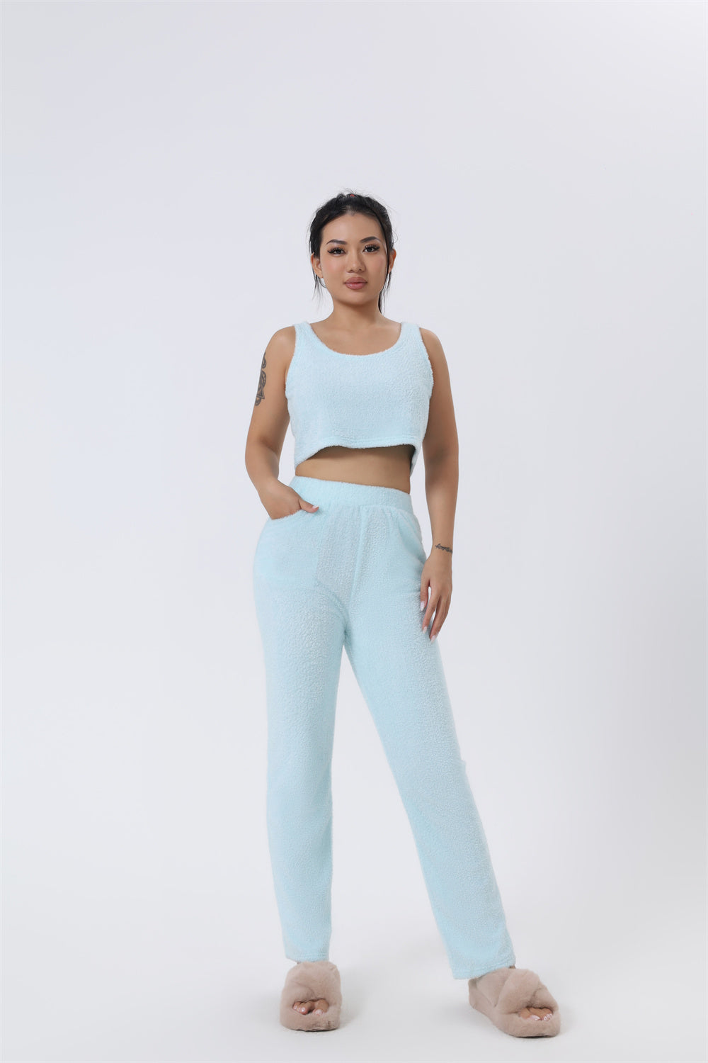 Ensemble Pyjama 3 Pièces Femme Hiver - Loungewear Doux et Moelleux avec Cardigan - SADJÉ
